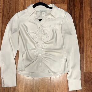 Rachel Zoe White Ruched Blouse